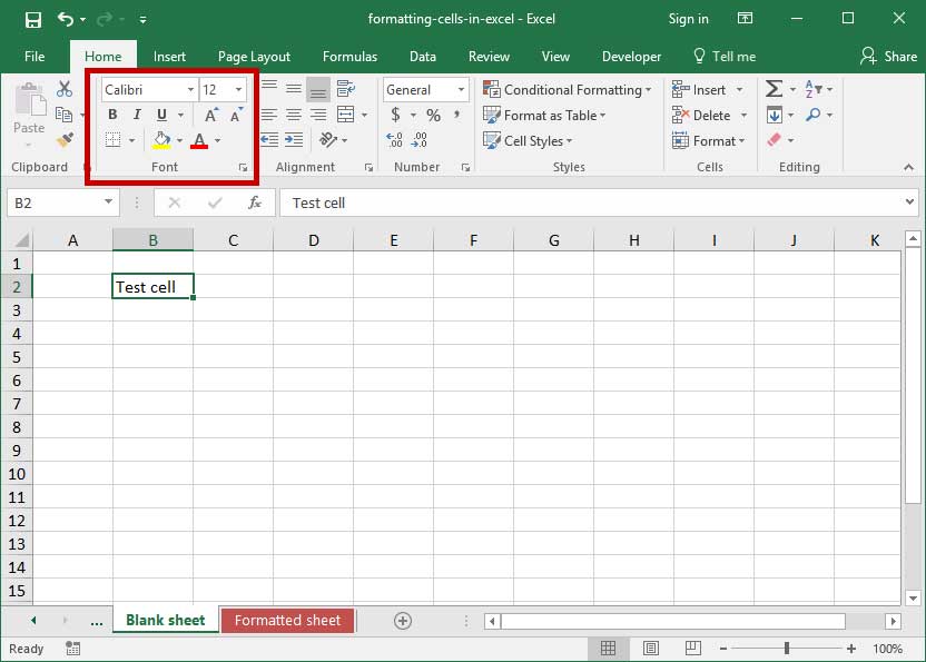 get to the font tab in excel for mac